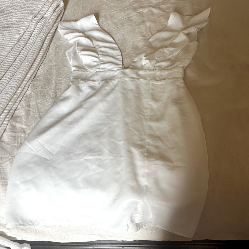 White Superdown Revolve v-neck dress